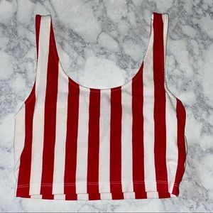 Red & White Striped Crop Top
